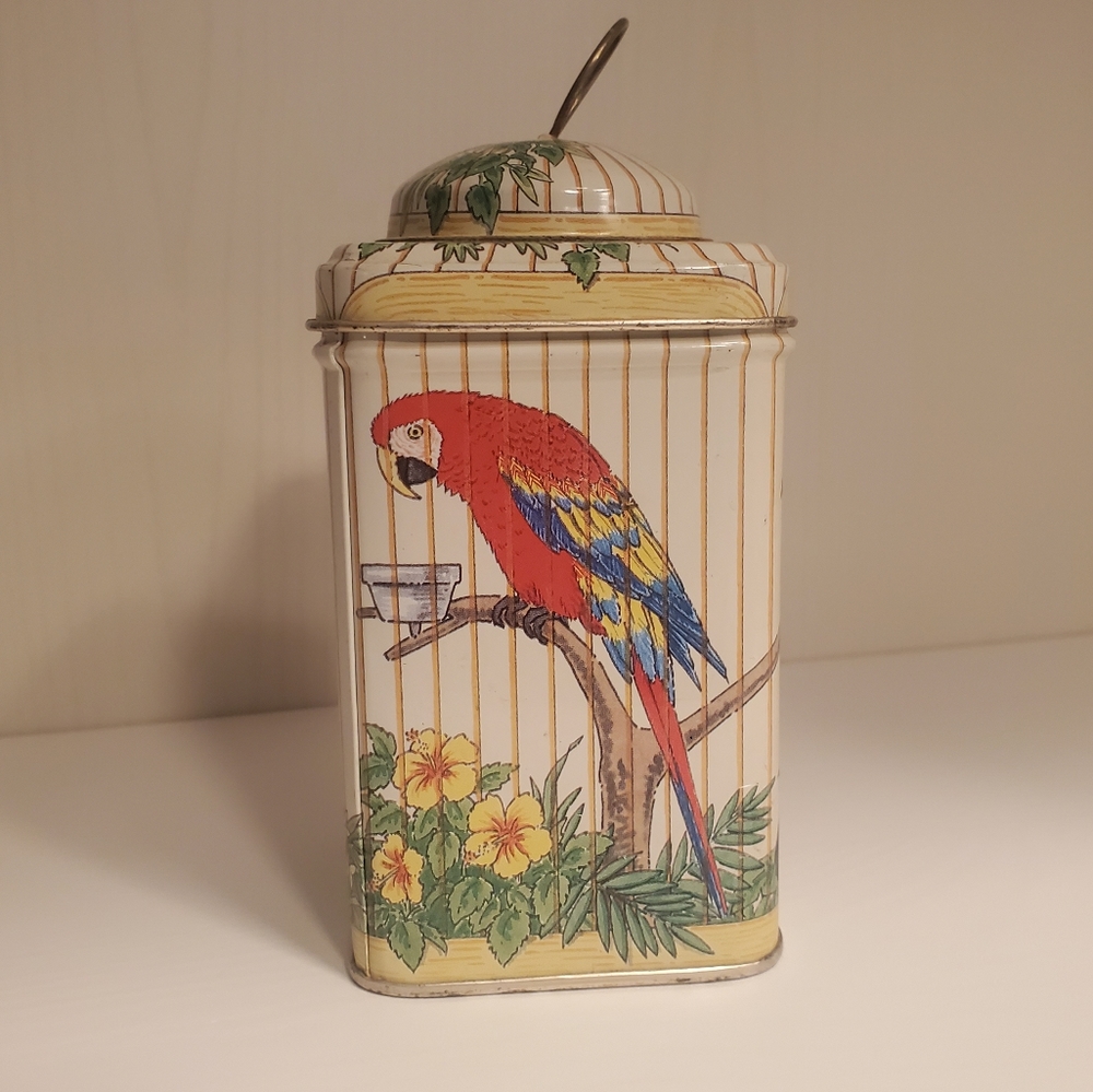 Bird Cage Vintage Toucan Macaw Parrot Tin - Picture 2 of 9